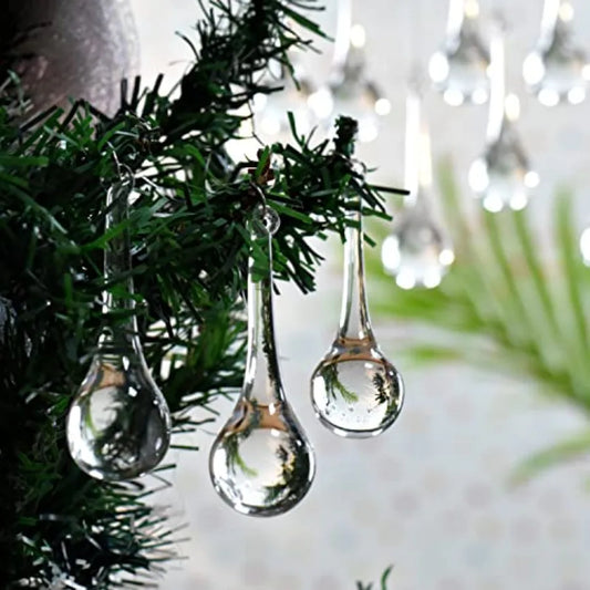 50 Clear Glass Teardrop Christmas Ornaments