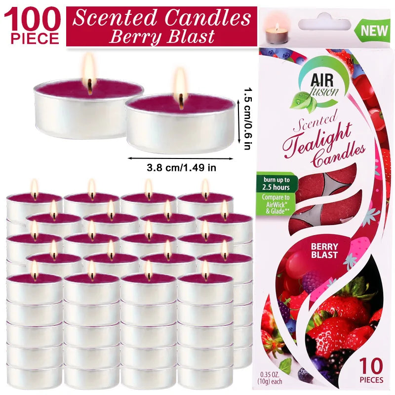 Air Fusion 100 Count Tea Light Candles Burgundy Berry Aromatherap