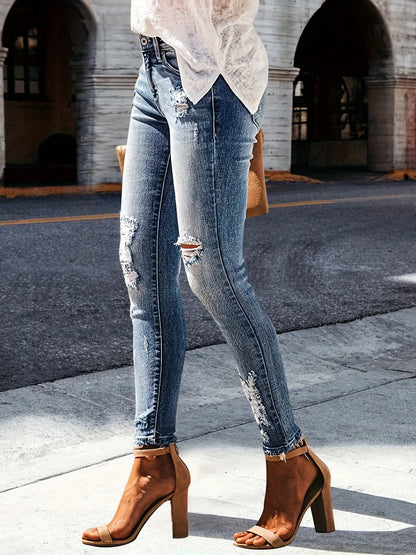 Women's High Waisted Ripped Tight Jeans
