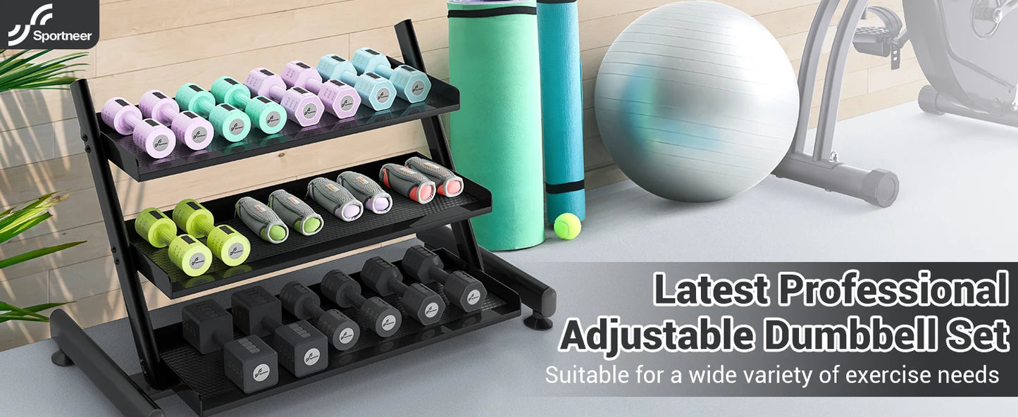 Adjustable Dumbbells 4-in-1 (2-5lb Each) Fast-Adjust Free Weights