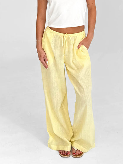 Women s Striped Loose Fit Pants with Drawstring Waist and Elastic Cuffs Lightweight Spring Fall Casual Trousers for Comfort