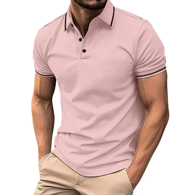 Men s Casual Short Sleeve Button Down Shirt with Turn-down Collar Solid Color Summer Top for Daily Wear and Outings