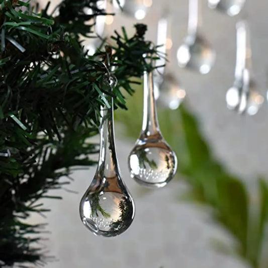 50 Clear Glass Teardrop Christmas Ornaments