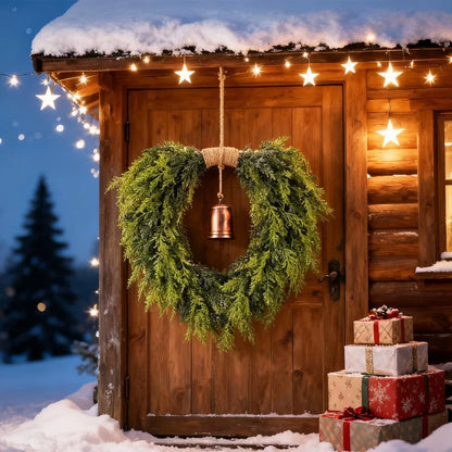 Real Touch Artificial Cedar Wreath 20 with BellWr