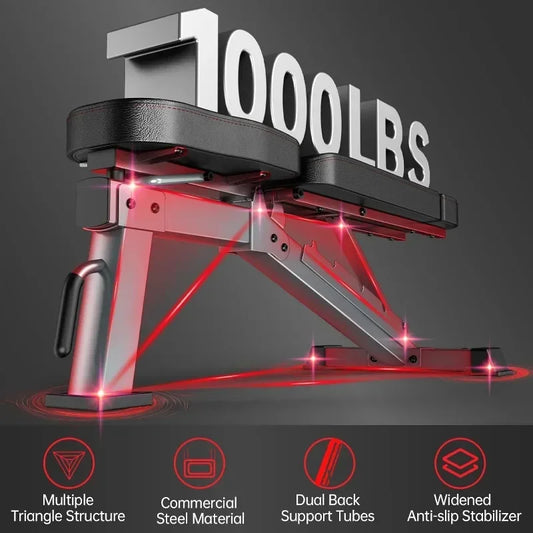 Weight Bench, Adjustable Workout  Press, Foldable Strength Tt