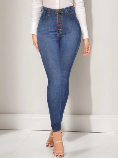 Women's High Waisted Elastic Hip Lifting Sexy Slim Fit Jeans, Fashionable Casual Jeans, Suitable for Daily Wear