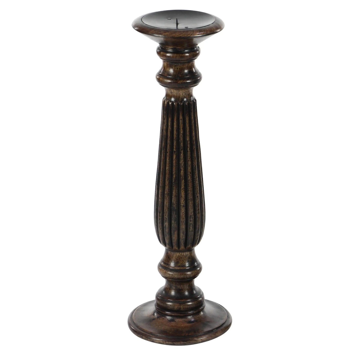 Dark Brown Mango Wood Candle Holder, Set of 3