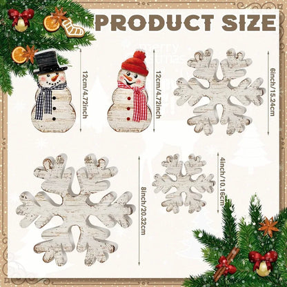 5 Pieces Winter Christmas Wooden Snowflake Decor