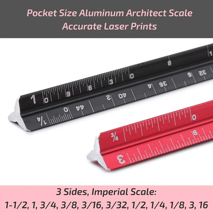 6 Inch, 2 Pack, Pocket Size Ruler, Small Architectural Scale