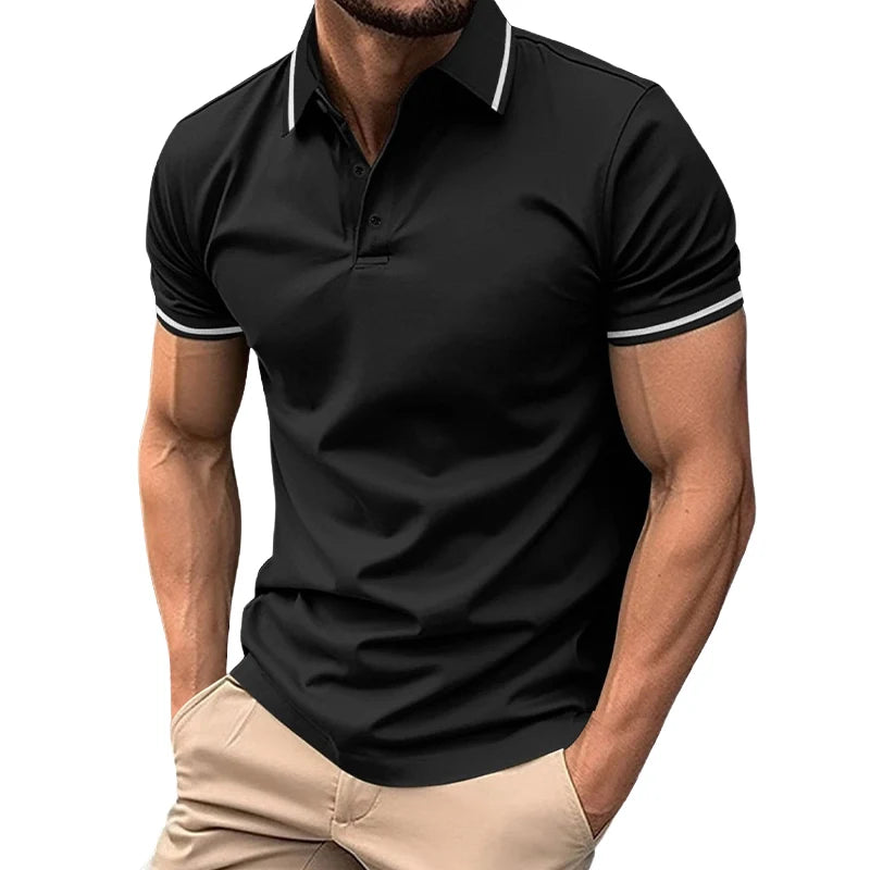Men s Casual Short Sleeve Button Down Shirt with Turn-down Collar Solid Color Summer Top for Daily Wear and Outings