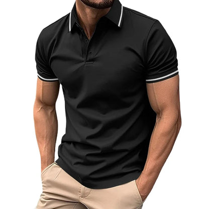 Men s Casual Short Sleeve Button Down Shirt with Turn-down Collar Solid Color Summer Top for Daily Wear and Outings