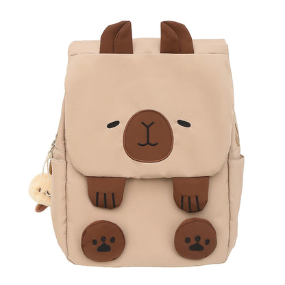 Women Kawaii Bookbag Adjustable Straps Capybara School Bag with Zipper Closure
