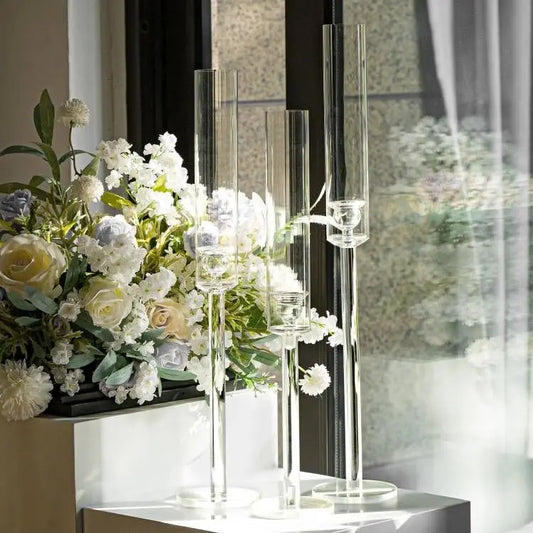 12PCS Clear Arcylic Candle HolderS Decor,Taper