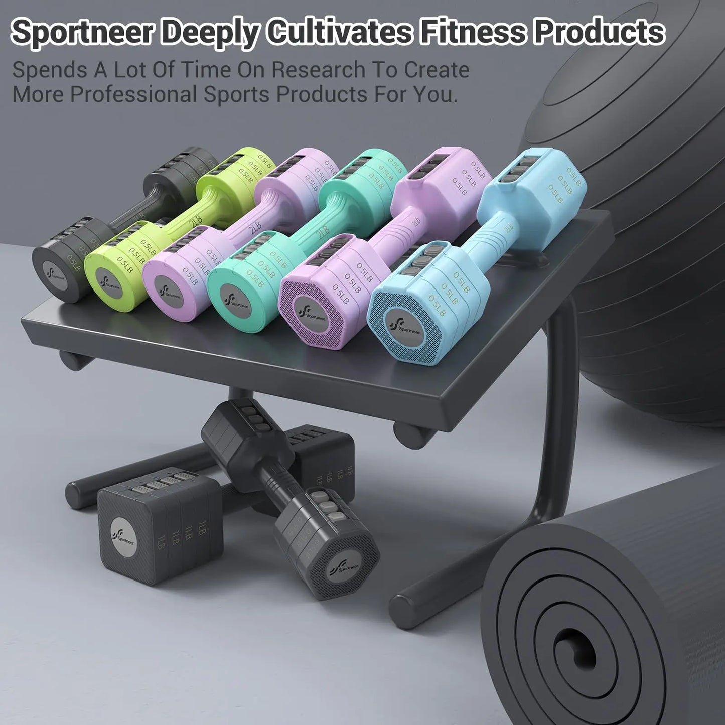 Adjustable Dumbbells 4-in-1 (2-5lb Each) Fast-Adjust Free Weights