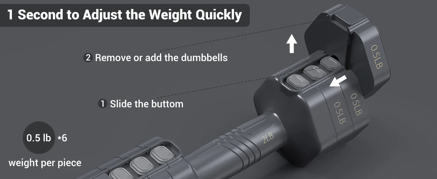 Adjustable Dumbbells 4-in-1 (2-5lb Each) Fast-Adjust Free Weights