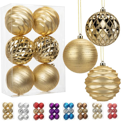4.3 Large Christmas Balls Ornaments Set for Tree 6-Pack