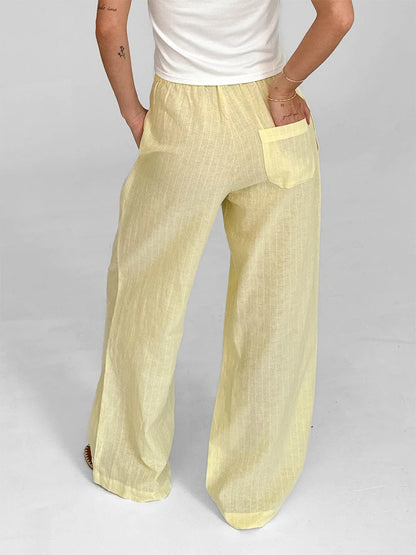 Women s Striped Loose Fit Pants with Drawstring Waist and Elastic Cuffs Lightweight Spring Fall Casual Trousers for Comfort