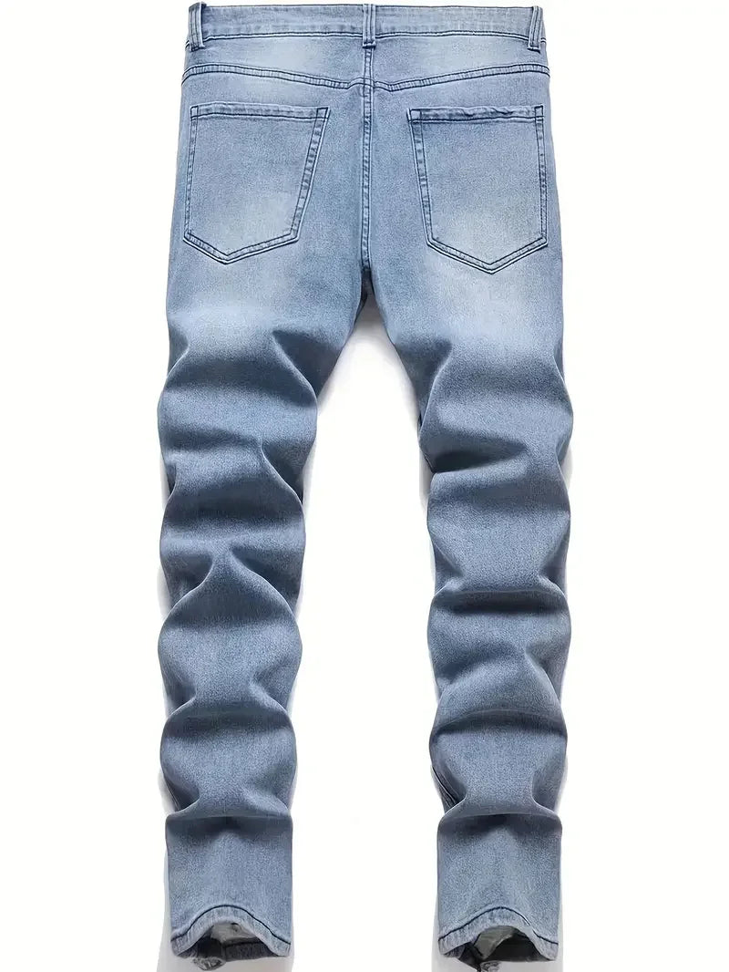Men'S Fashionable Ripped Jeans, Cotton Blend,