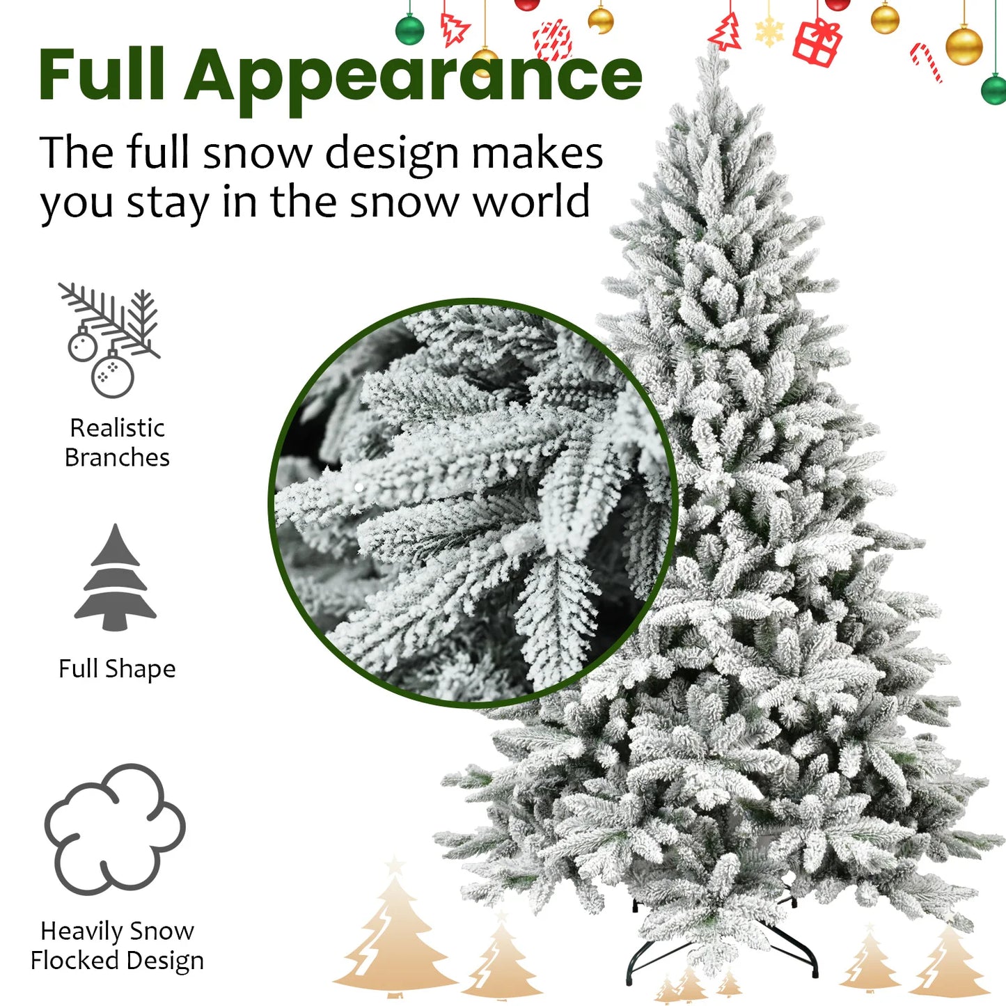 Makeatree Snow Flocked 5FT 6FT 7FT Christmas Tree