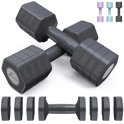 Adjustable Dumbbells 4-in-1 (2-5lb Each) Fast-Adjust Free Weights