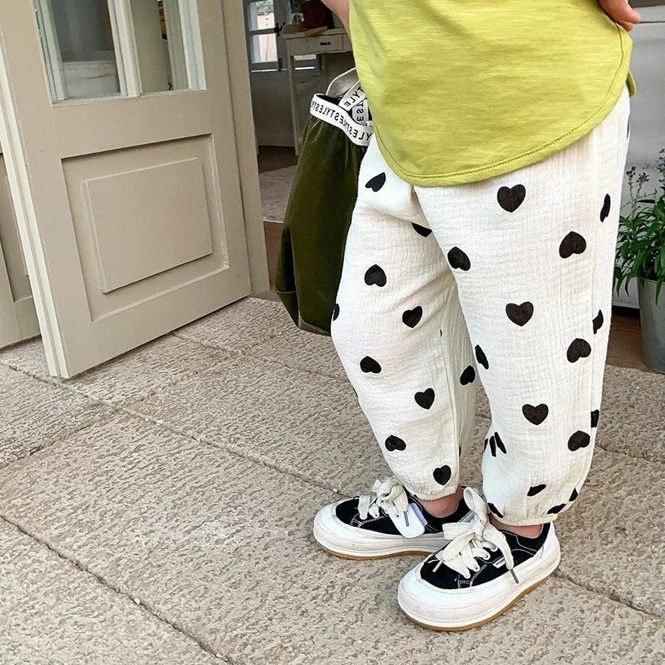 Boys And Girls Wide Leg Trousers Summer  Pants Children 's Full Printing Casual Loose Fashion Thin Pants 80-120CM