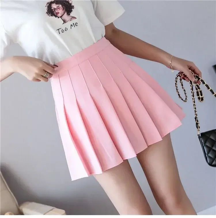 Mini Skirts Womens Summer Japanese School Pleated Skirts High Waist Kawaii Cute Pink Plaid Skirt Uniform Harajuku Jupe