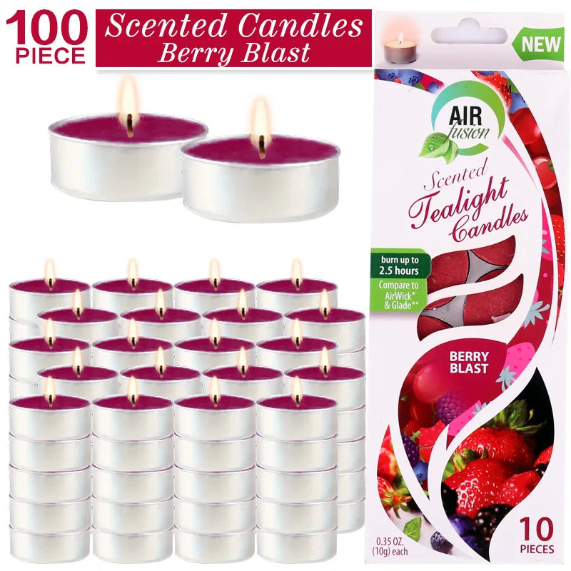 Air Fusion 100 Count Tea Light Candles Burgundy Berry Aromatherap