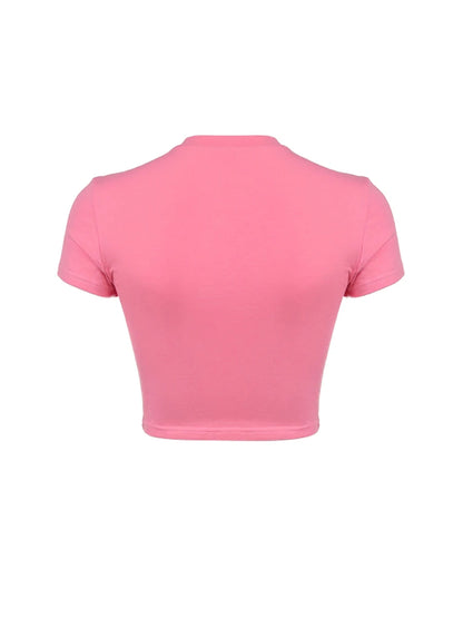 Cropped Tops Short Sleeve Letter Embroidery