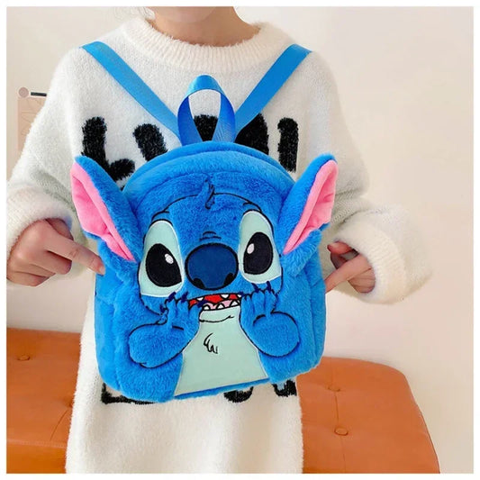 New Plush Backpack Ins Japanese Blue Stitch Funny Cartoon Large-Capacity Student Backpack Kindergarten Bag Child Gift