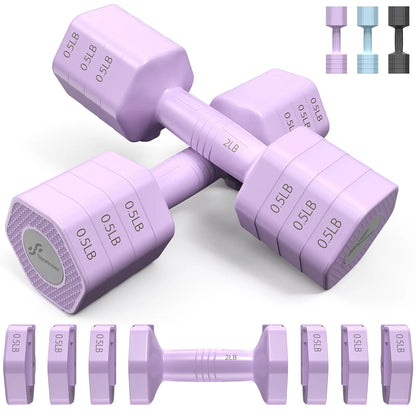 Adjustable Dumbbells 4-in-1 (2-5lb Each) Fast-Adjust Free Weights
