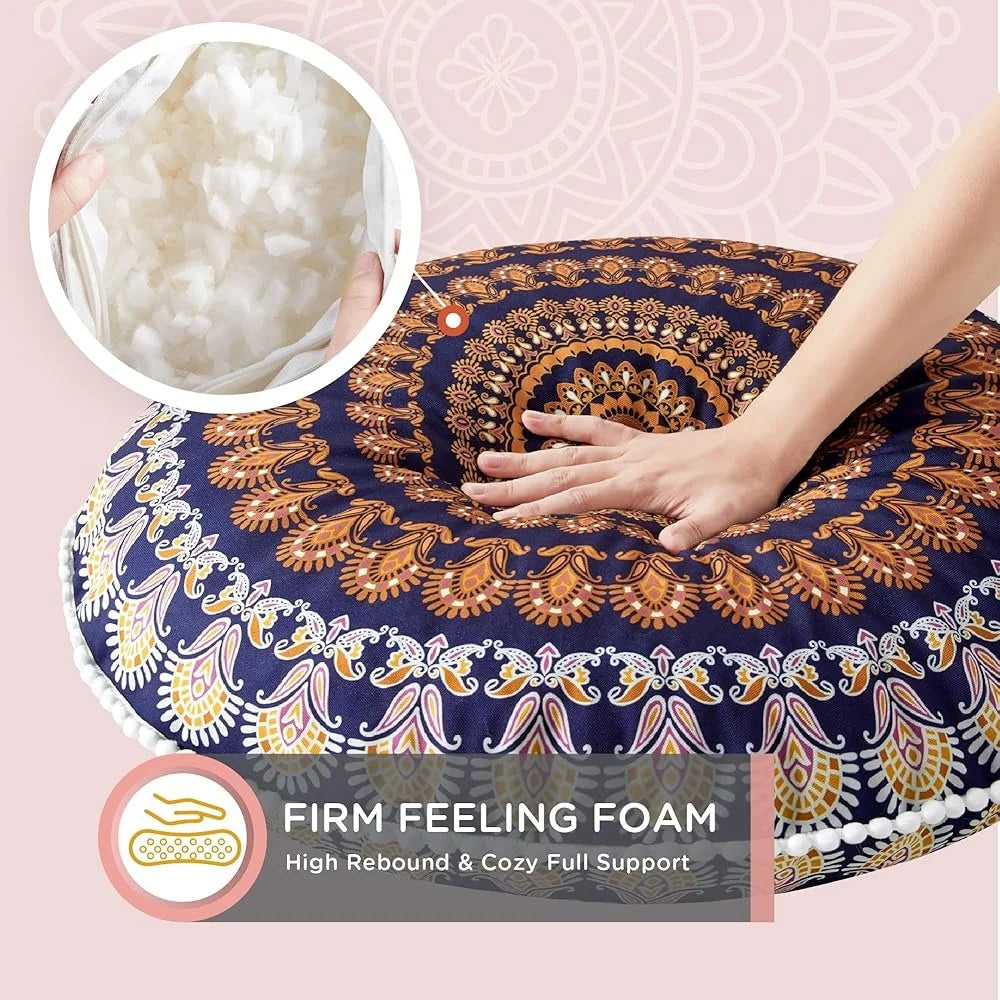 Large Meditation Floor Pillows Set of 2 Memory Foam Cushions