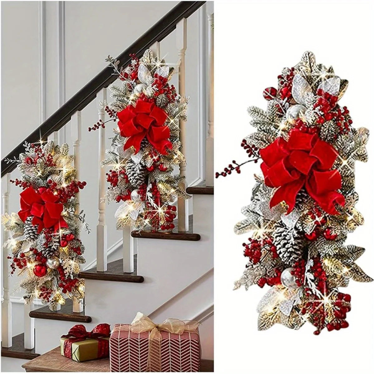 3Pcs Artificial Christmas Teardrop Swags Christmas Wreath