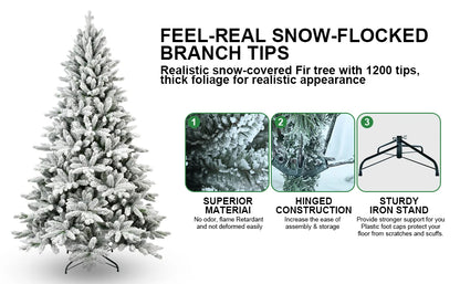 Makeatree Snow Flocked 5FT 6FT 7FT Christmas Tree