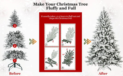 Makeatree Snow Flocked 5FT 6FT 7FT Christmas Tree