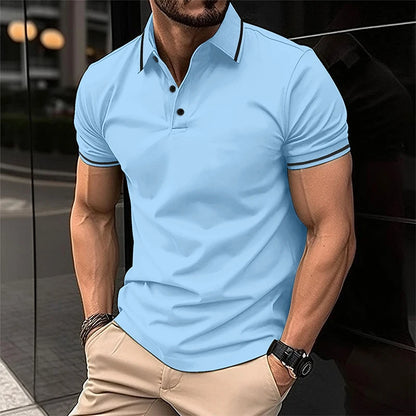 Men s Casual Short Sleeve Button Down Shirt with Turn-down Collar Solid Color Summer Top for Daily Wear and Outings