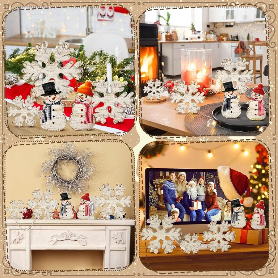 5 Pieces Winter Christmas Wooden Snowflake Decor