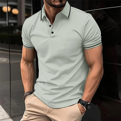 Men s Casual Short Sleeve Button Down Shirt with Turn-down Collar Solid Color Summer Top for Daily Wear and Outings