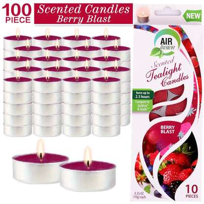 Air Fusion 100 Count Tea Light Candles Burgundy Berry Aromatherap