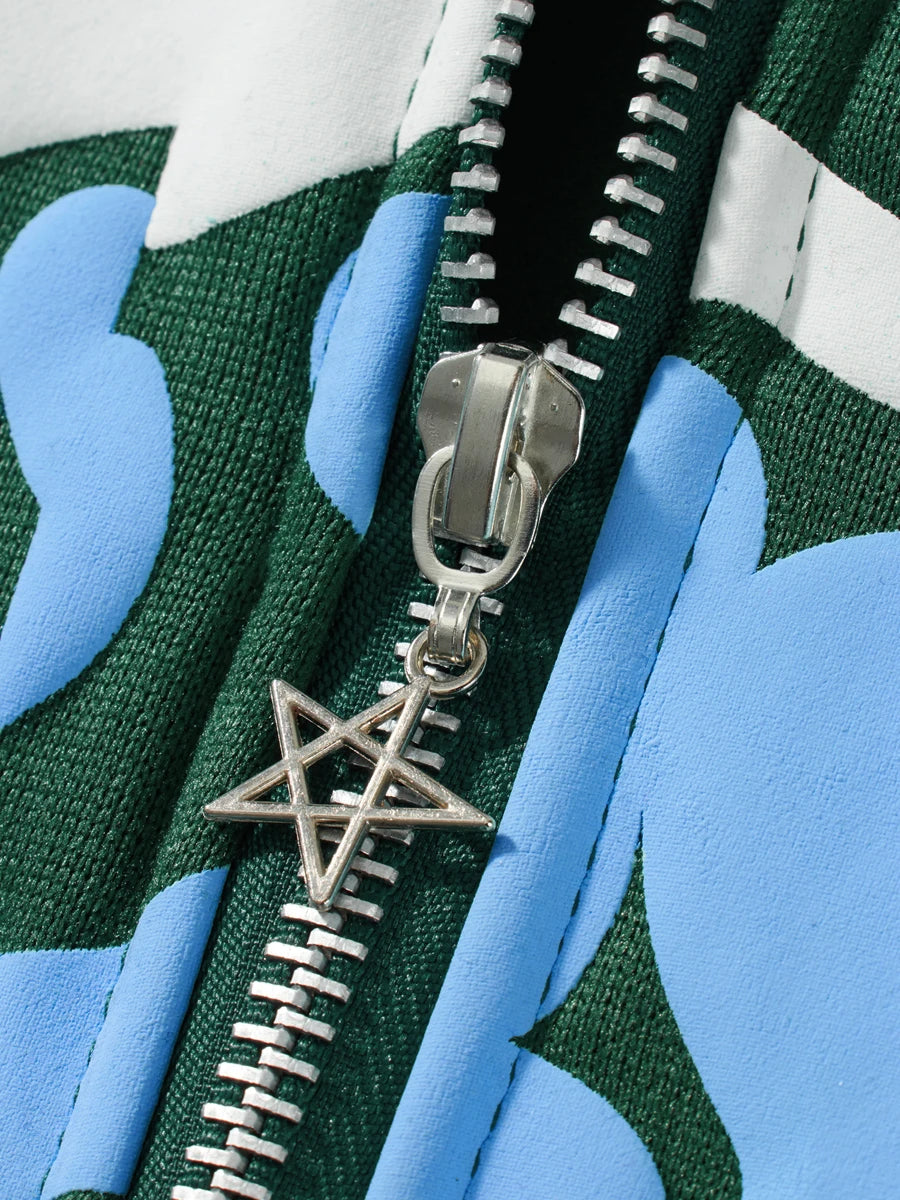 Men Women Hoodie Long Sleeve Letters Print Zipper Closure