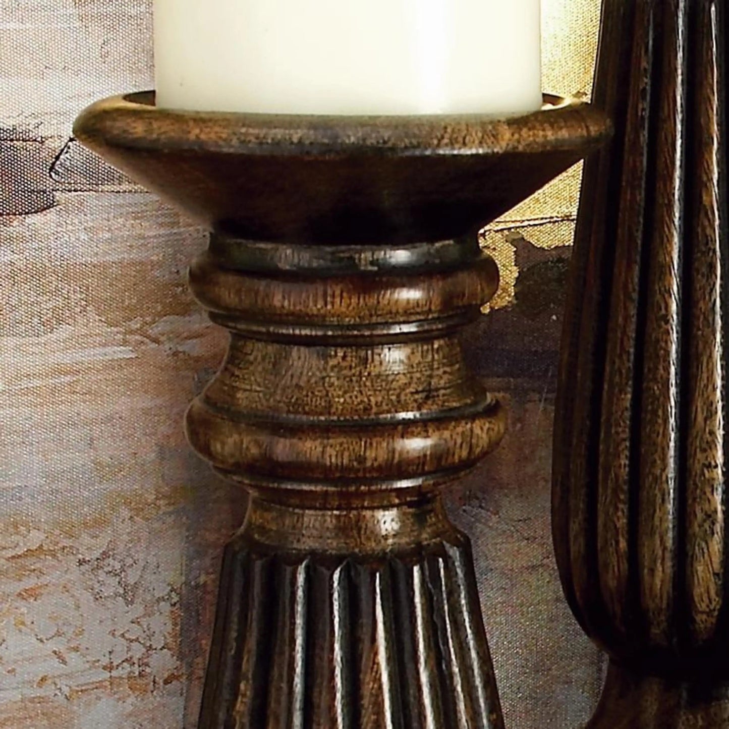 Dark Brown Mango Wood Candle Holder, Set of 3
