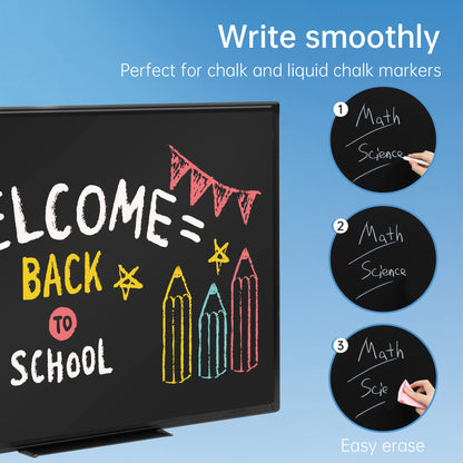 Deli Magnetic Blackboard Dry Erase Board, 36" x 24" Wall Mounted Black Board with Aluminium Frame for School and Home