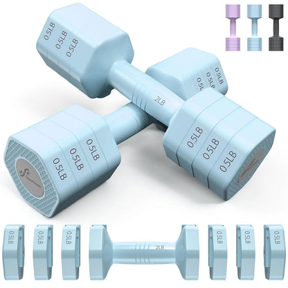 Adjustable Dumbbells 4-in-1 (2-5lb Each) Fast-Adjust Free Weights