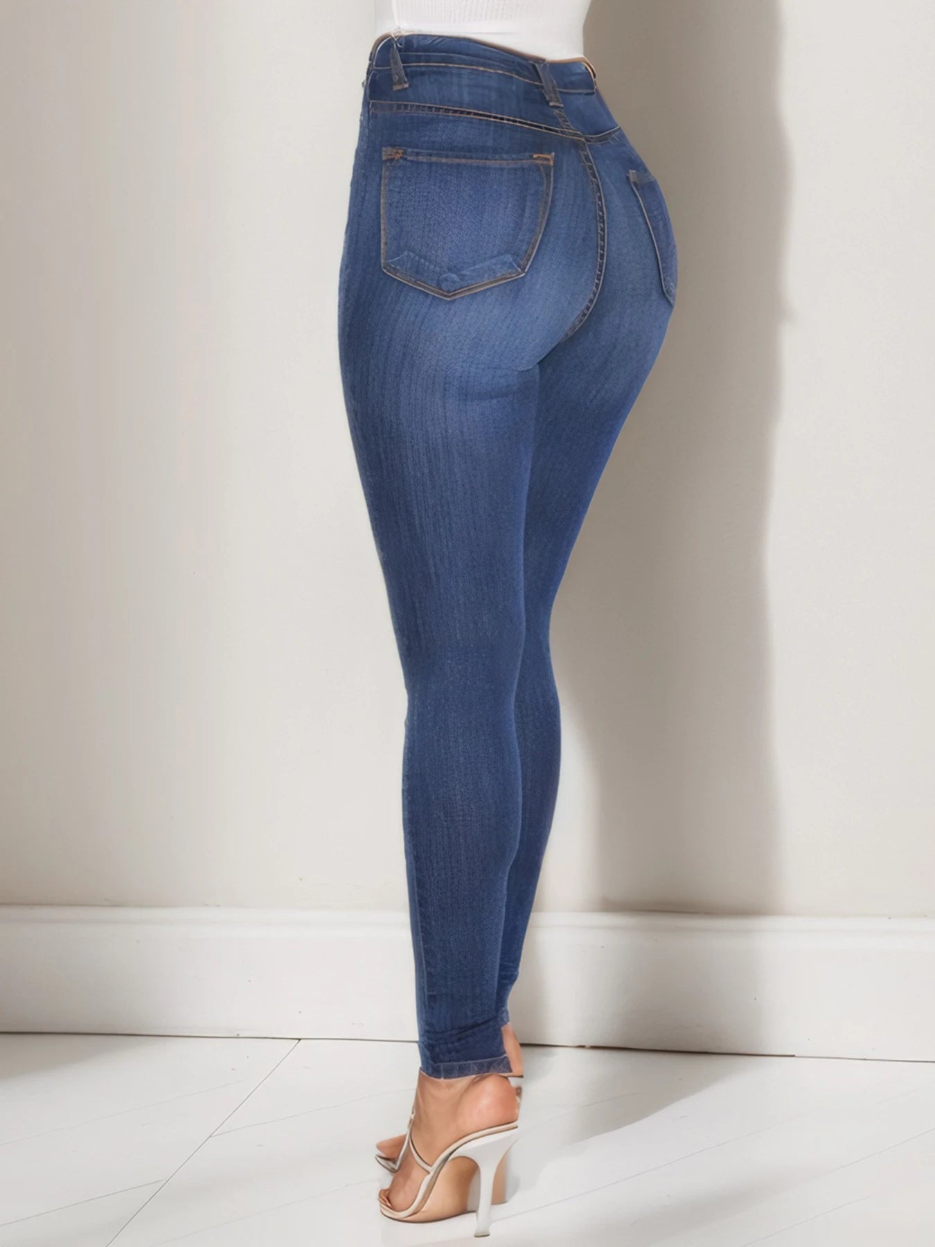 Women's High Waisted Elastic Hip Lifting Sexy Slim Fit Jeans, Fashionable Casual Jeans, Suitable for Daily Wear