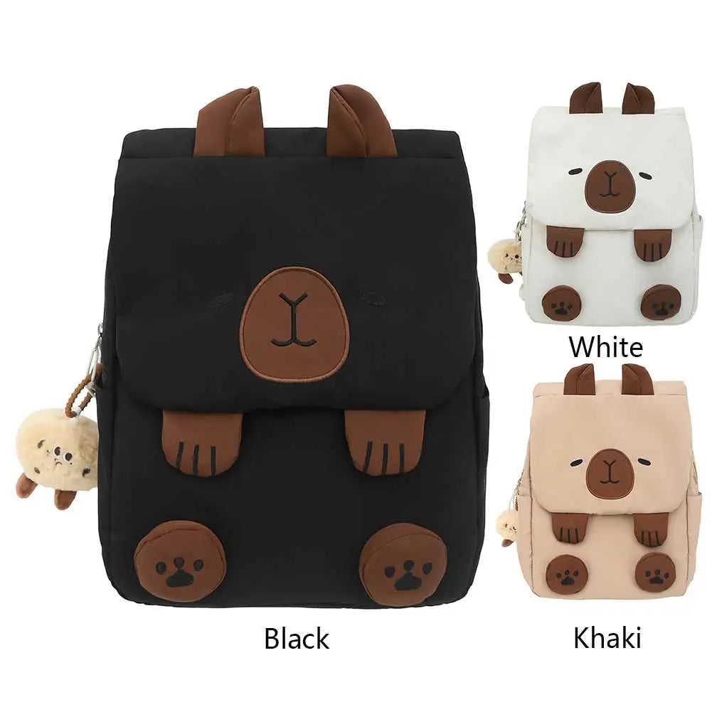 Women Kawaii Bookbag Adjustable Straps Capybara School Bag with Zipper Closure