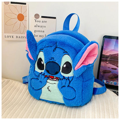 New Plush Backpack Ins Japanese Blue Stitch Funny Cartoon Large-Capacity Student Backpack Kindergarten Bag Child Gift