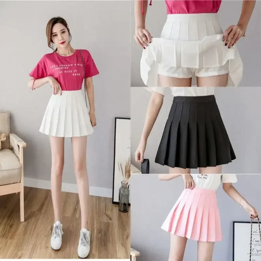 Mini Skirts Womens Summer Japanese School Pleated Skirts High Waist Kawaii Cute Pink Plaid Skirt Uniform Harajuku Jupe