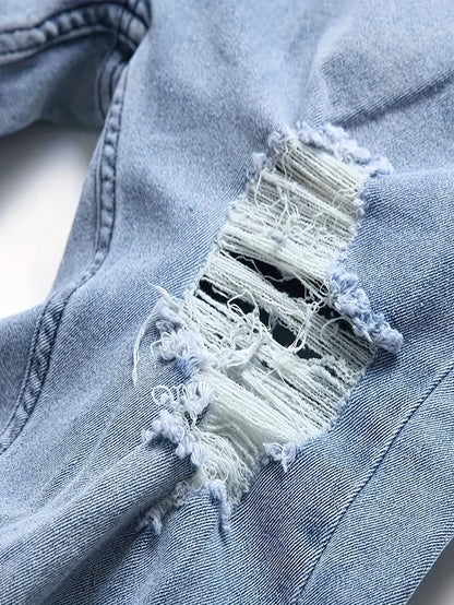 Men'S Fashionable Ripped Jeans, Cotton Blend,