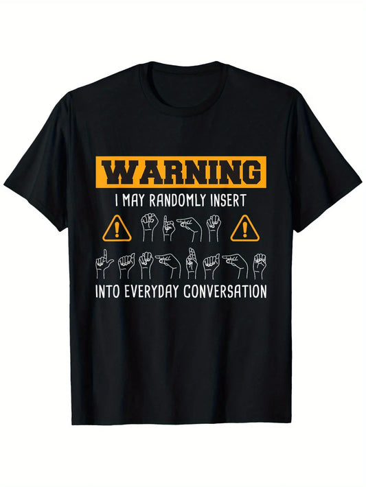Random Sign Language ASL Interpreter T-Shirt for Men - 100% Cotton,