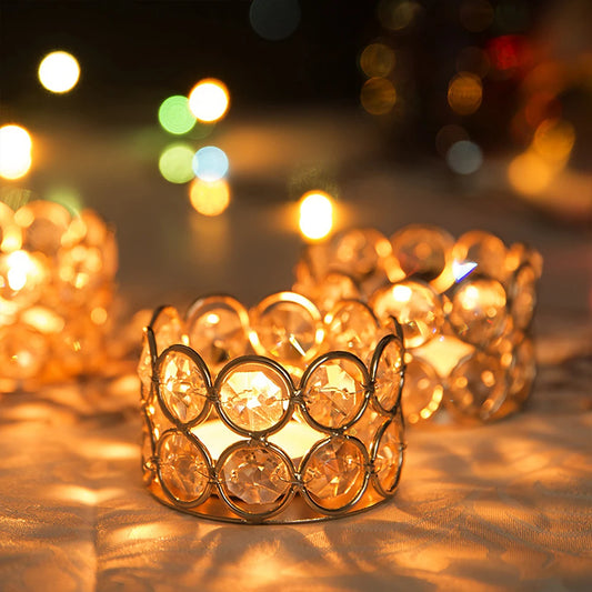 24PCS Crystal Gold Votives Candle Holder Elegant Decorative