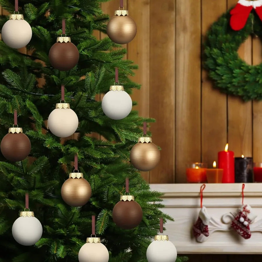 12 Pcs Neutral Textured Christmas Ball Ornaments